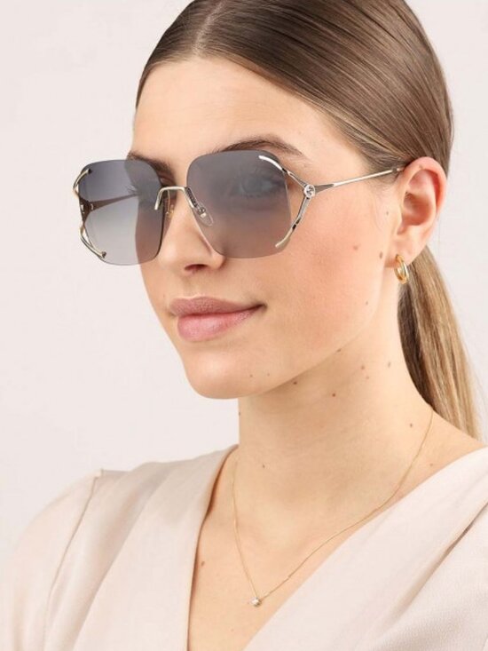 Gucci GG0646S 001 Square Sunglasses - Gold / Grey main image 9